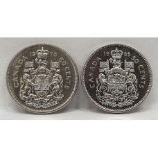 CANADA 1976 and 1986 .  FIFTY 50 CENT COINS . SCARCE . PROOF LIKE CONDITION